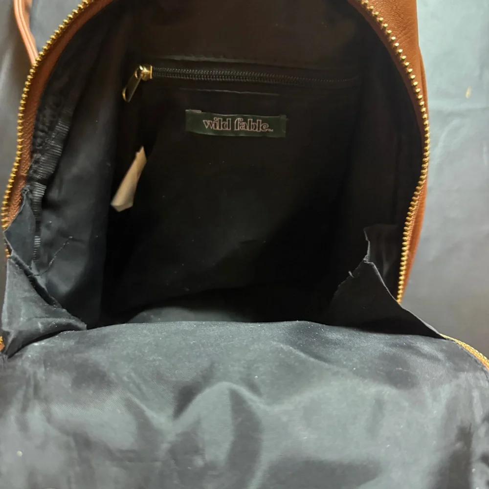 Wild Fable Brown Faux Leather Sling Bag Backpack Crossbody Cognac